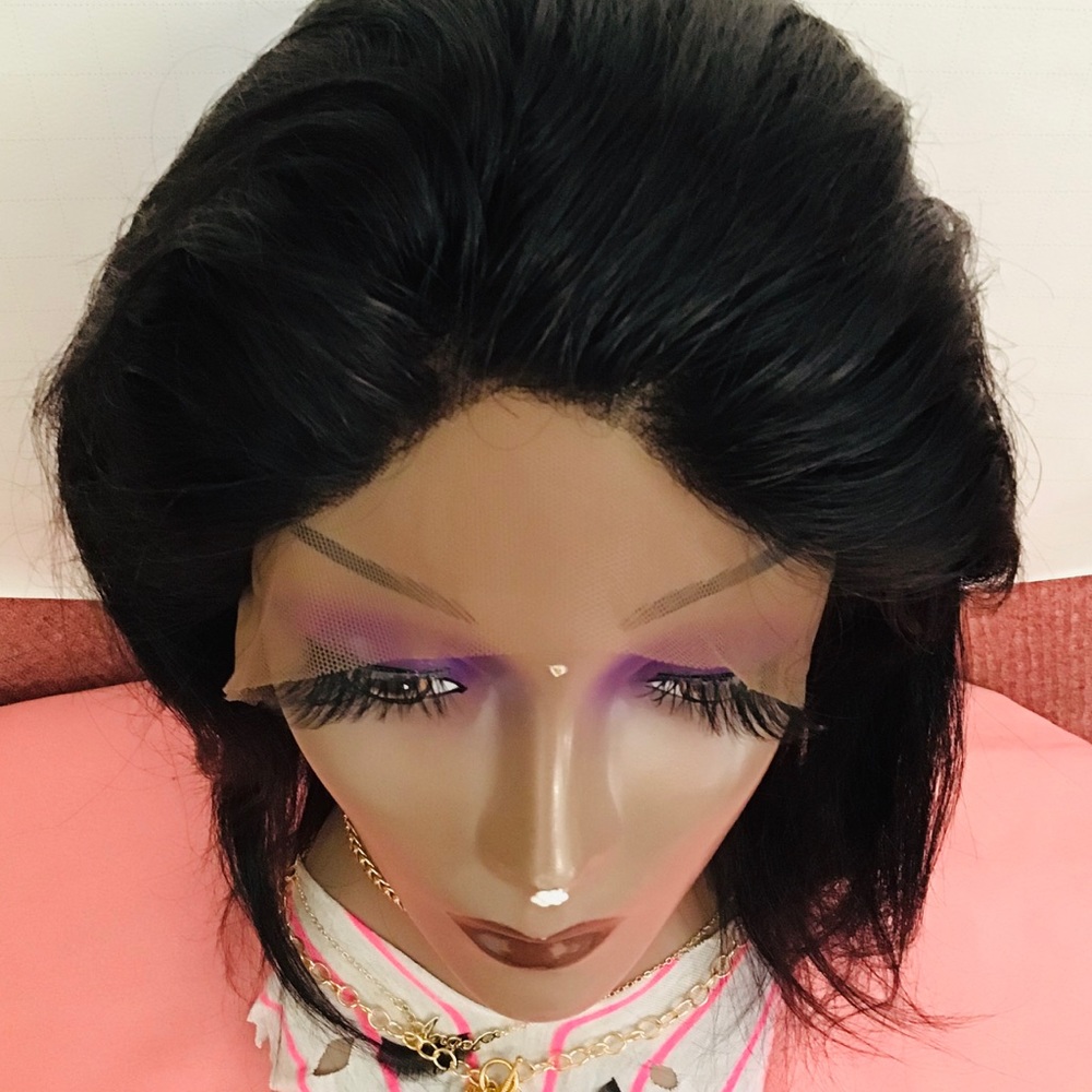 Lace Front Straight Human Hair Wig 360 Two Different Style To Choose Natural Col